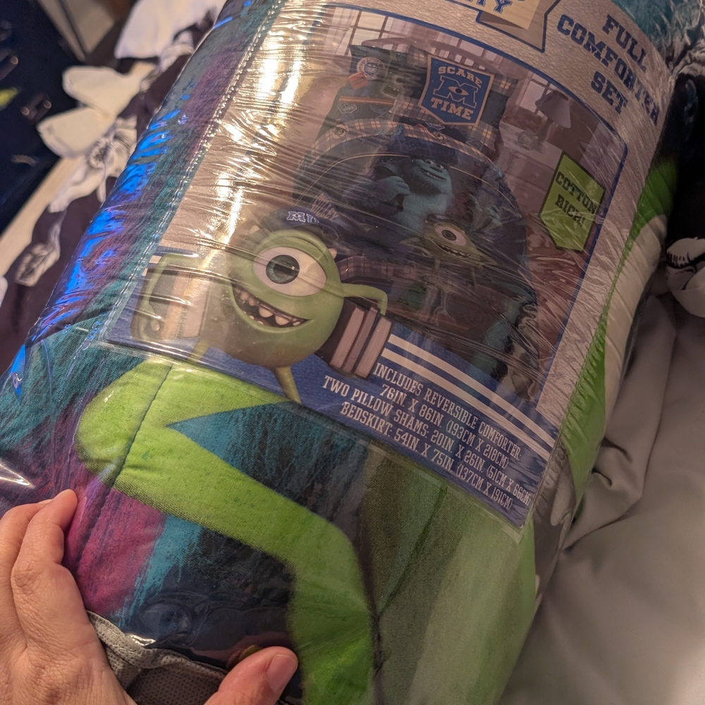 Disney Monsters Inc. Full Comforter Set - Green and Blue